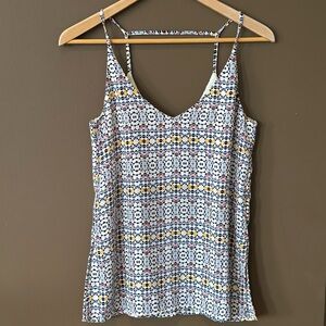 H&M White Geometric Print Spaghetti-Strap Camisole
